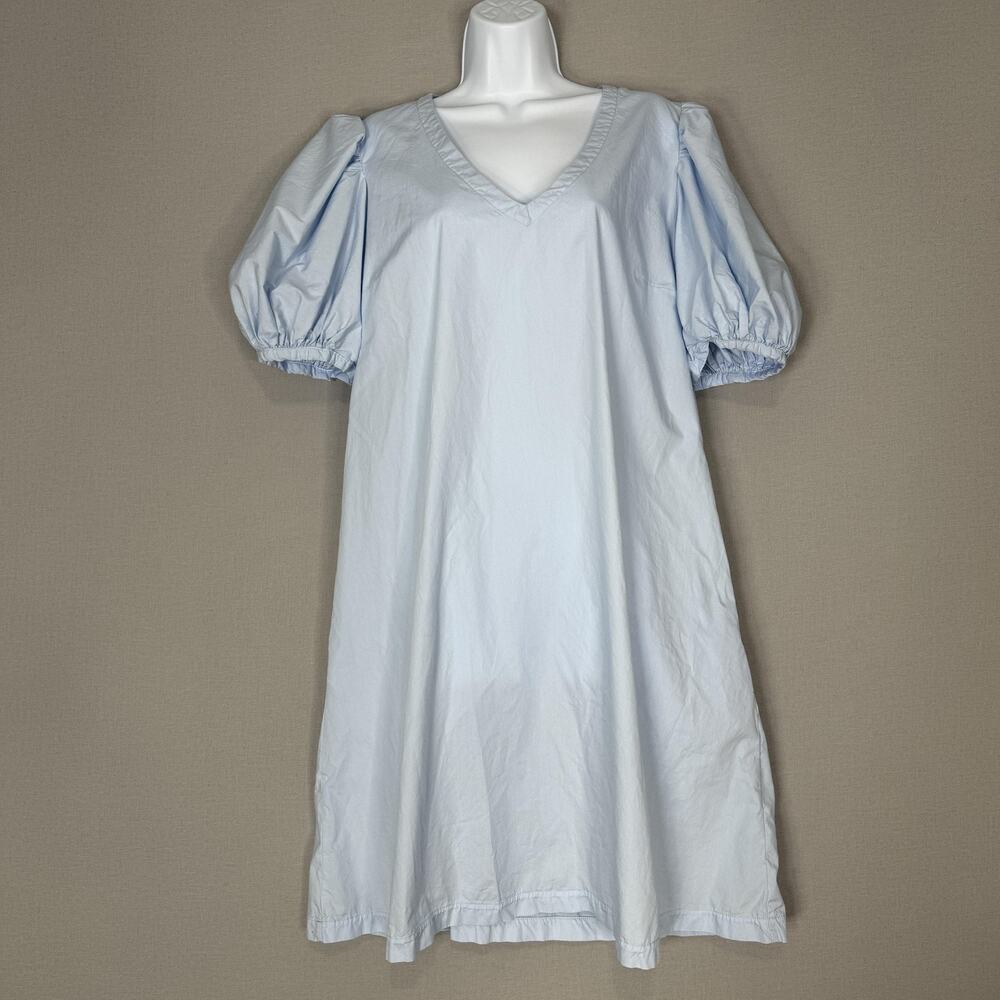 Edith Hour The Boca Dress Womens Medium Light Blue Poplin 100% Cotton Made USA